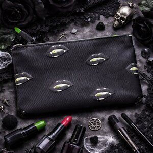IPSY Lipstick & Fangs Gothic Makeup Pouch Cosmetic Bag